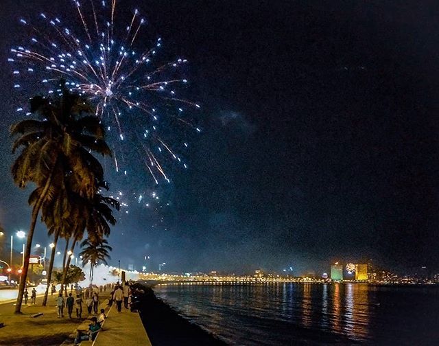 Diwali celebration at a sea-facing hotel in Mumbai, illuminating the night with vibrant lights and joyful festivities